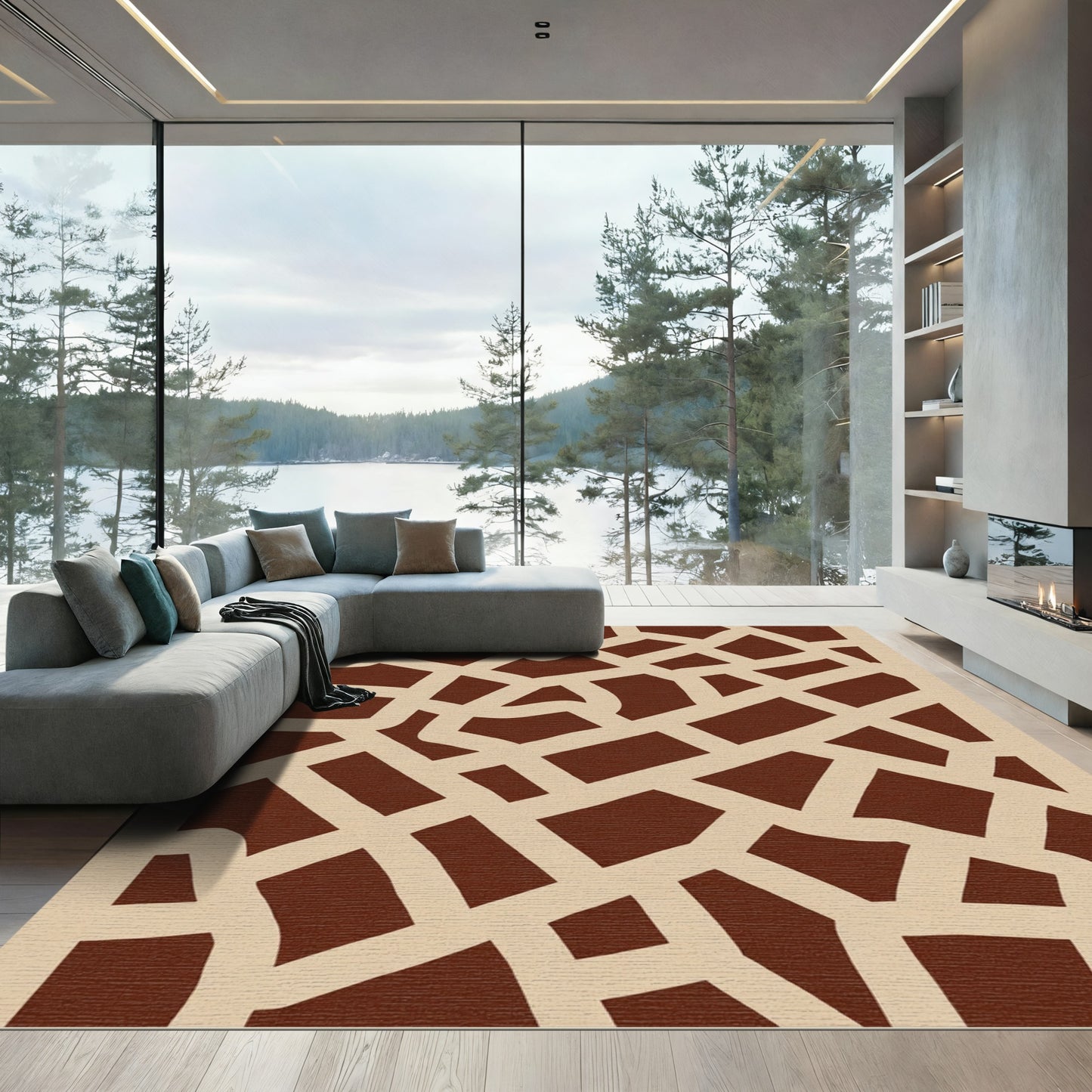 Cracked Earth Abstracts Intersecting Lines Rug