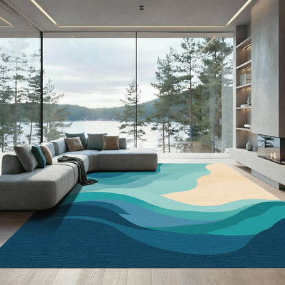 Abstract Ocean Wave Ripples Rug
