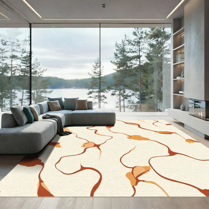 Earthy Orange Flowing Swirl Abstract Rug