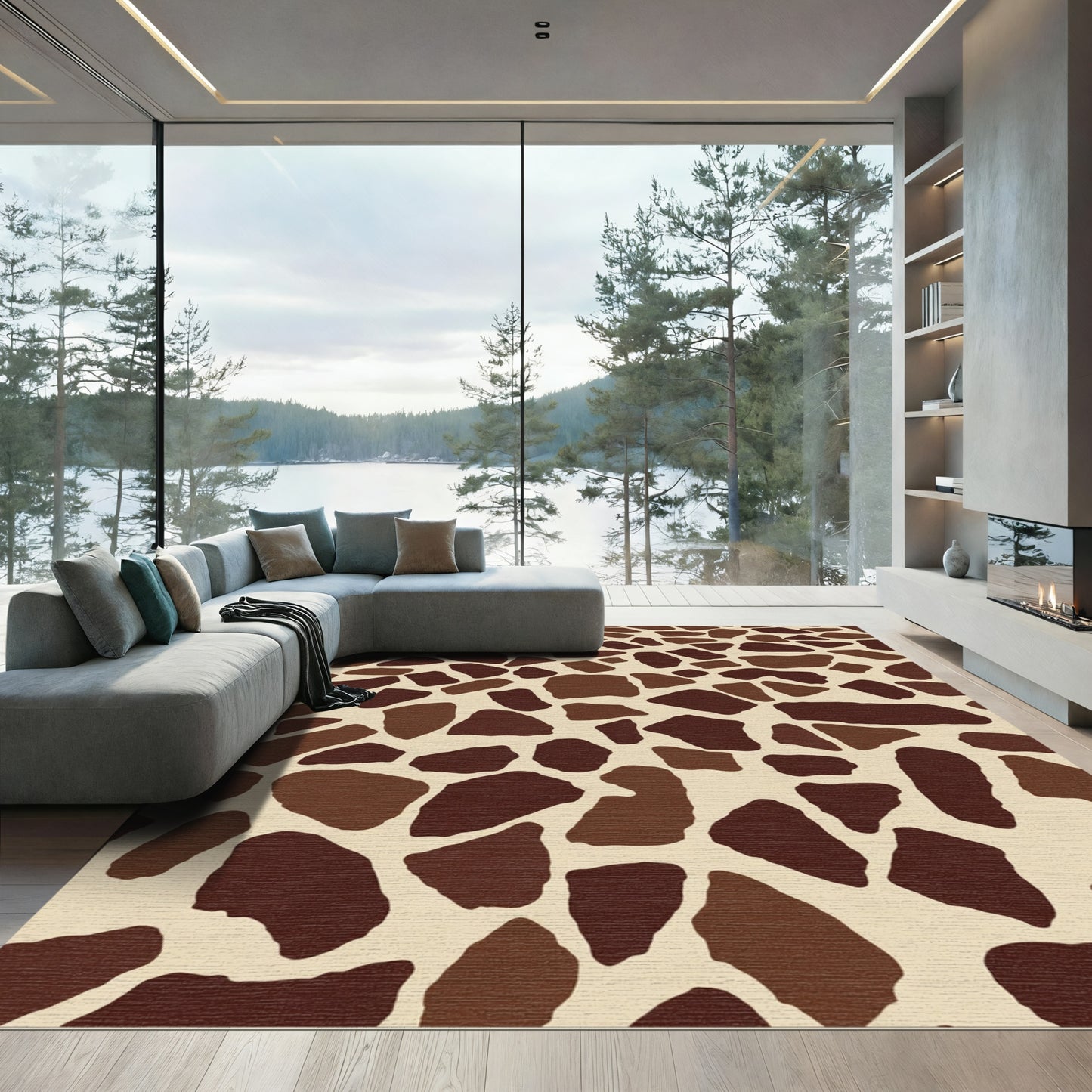 Brown Giraffe Print Texture Rug