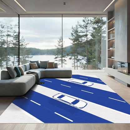 Modern White Car Commute Rug