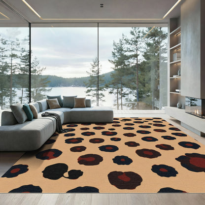 Bold Brown Leopard Spot Rug