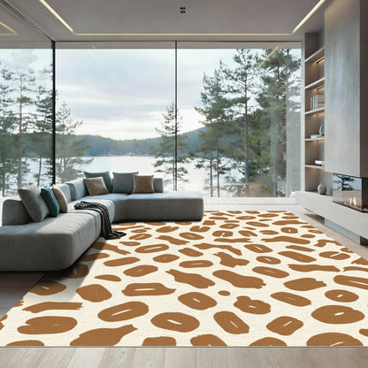 Earthy Brown Organic Abstract Spots Rug