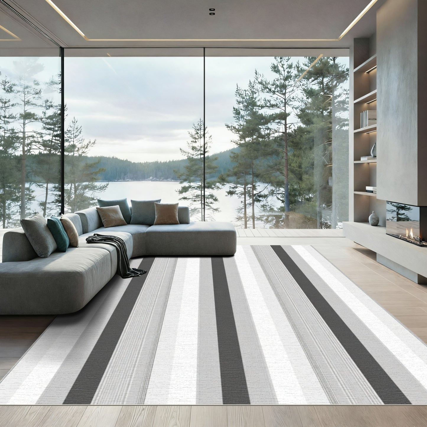 Modern Gray Stripe Variation Rug