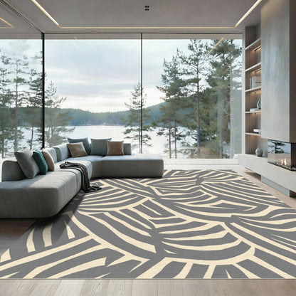Grayscale Abstract Woven Stripes Rug