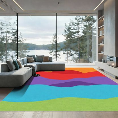 Vibrant Sunset Abstract Landscape Rug