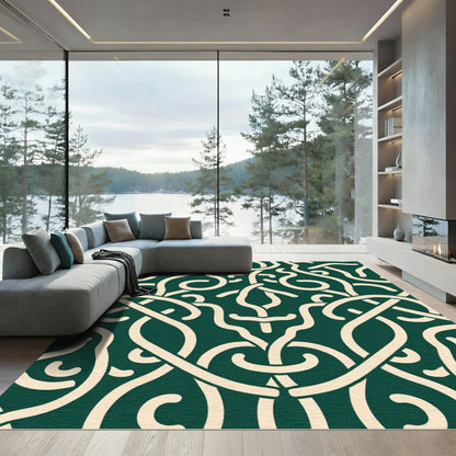 Emerald Cream Interlocking Celtic Knot Rug