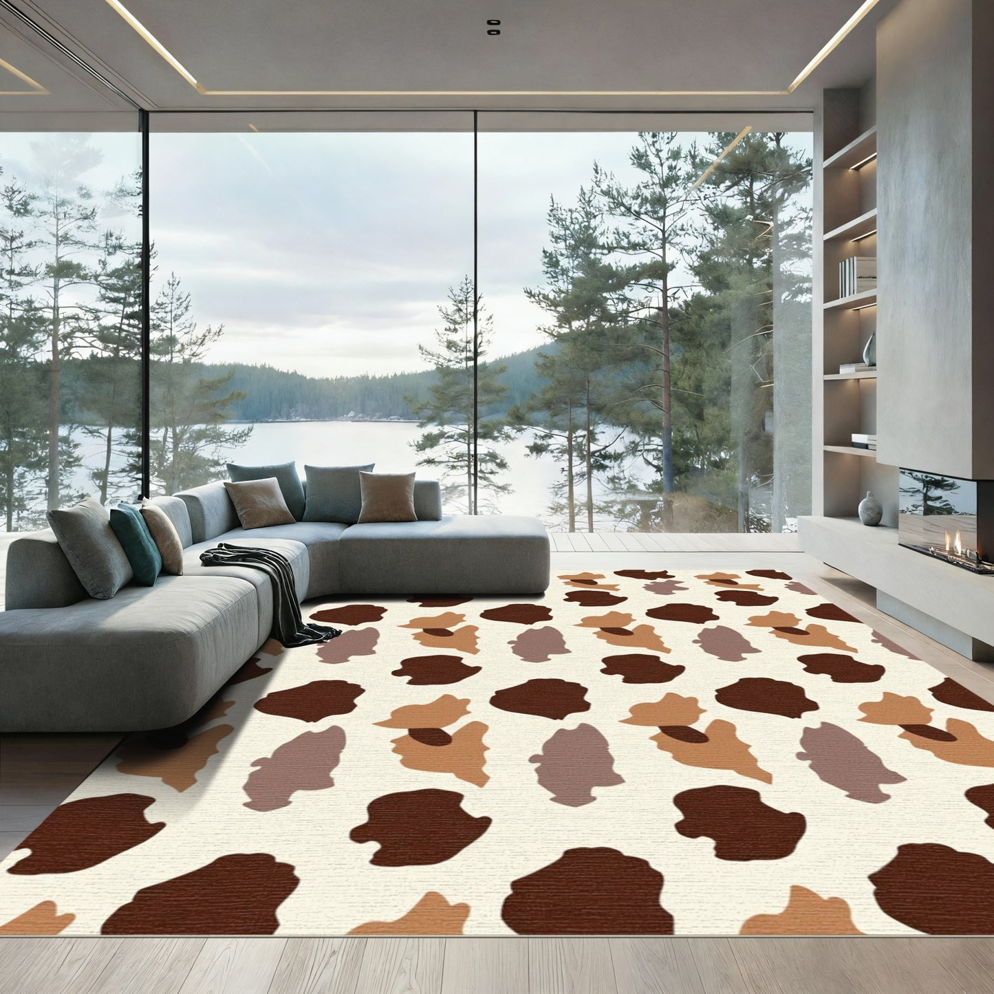 Earthy Animal Print Organic Shapes Rug