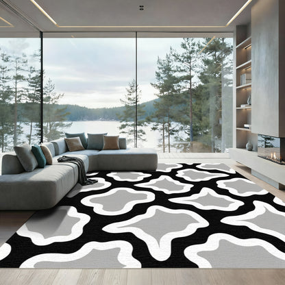 Gray Abstract Blob Patchwork Rug