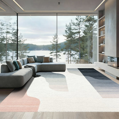 Navy Gray Curved Gradient Rug