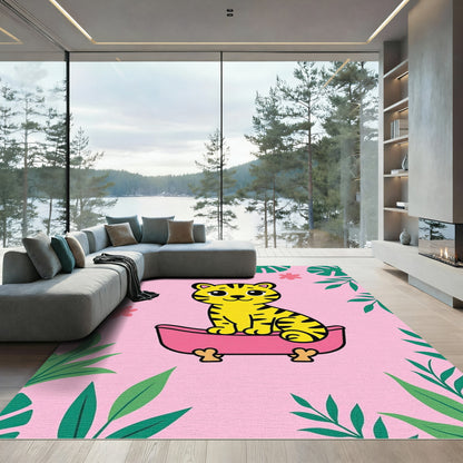 Cute Yellow Tiger Tropical Bath Rug