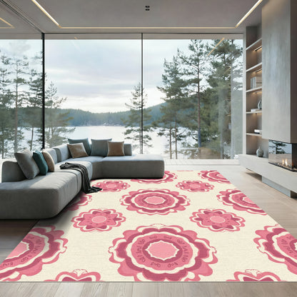 Pink Floral Medallion Repeat Rug