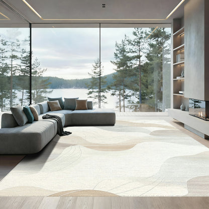 Beige Gray Fluid Abstract Rug