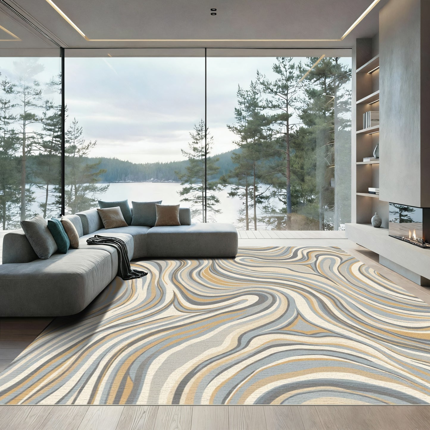 Earthy Swirl Abstract Composition Rug