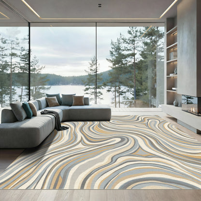 Earthy Swirl Abstract Composition Rug