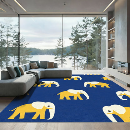 Yellow Ivory Elephant Parade Rug