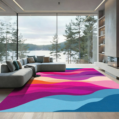 Vibrant Pink Purple Wave Landscape Rug