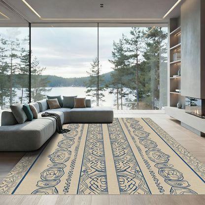 Blue Ivory Tribal Stripe Rug