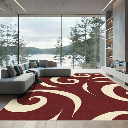 Crimson Swirl Scrollwork Rug