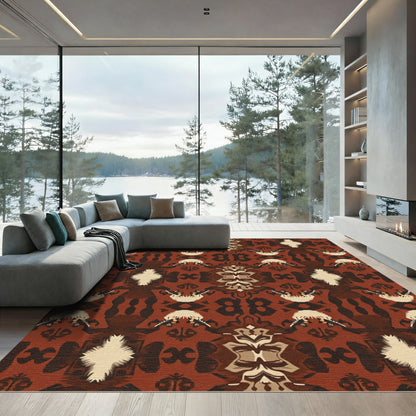 Rustic Earthy Tone Tribal Medallion Rug