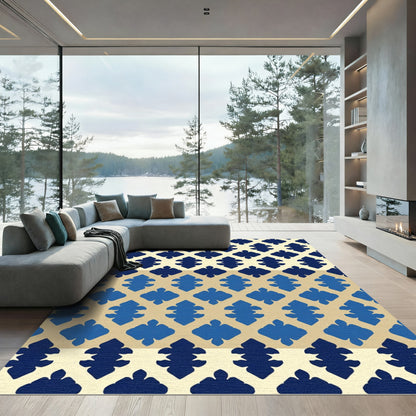 Blue Crimson Lattice Diamond Arrangement Rug