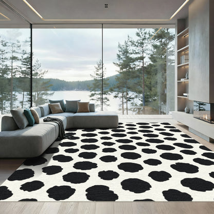 Black Spots on Cream Background Rug