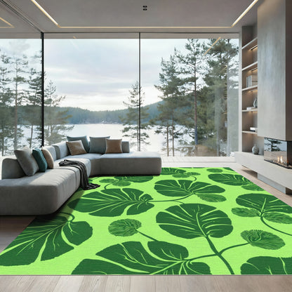 Lime Green Tropical Foliage Rug