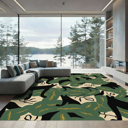 Black Bear In Forest Silhouette Rug