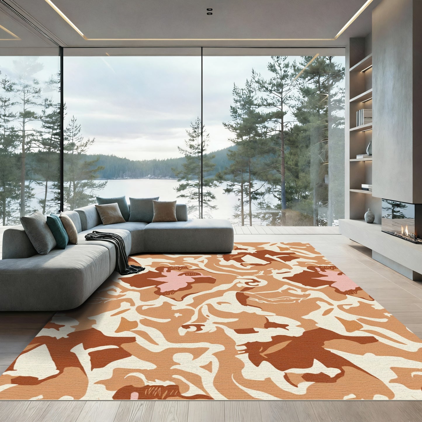 Terracotta Abstract Fusion Splotch Rug