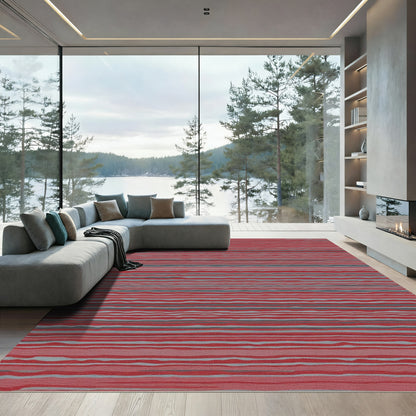Crimson Gray Wavy Stripe Rug