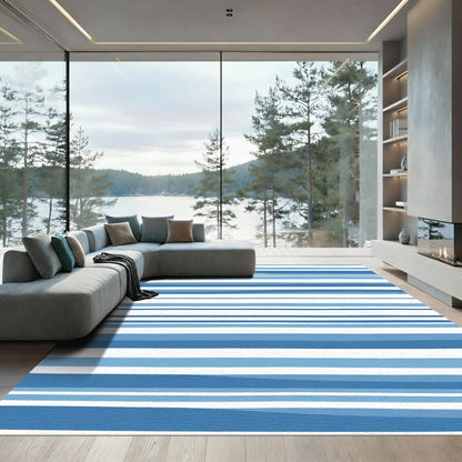Coastal Blue Striped Horizon Rug