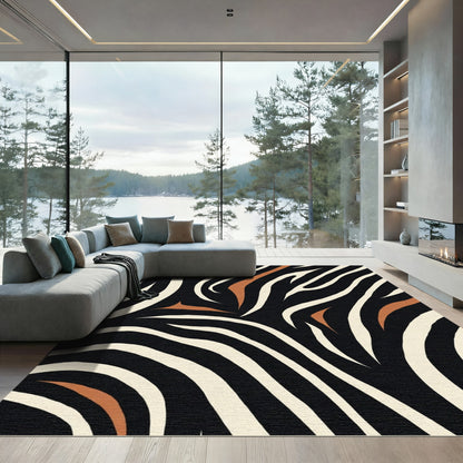 Zebra Stripe Black Cream Tussock Rug