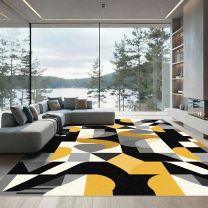Abstract Ochre Diamond Geometric Mosaic Rug