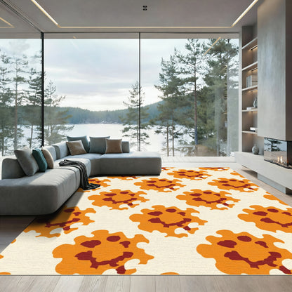 Orange Amber Smiley Cloud Repeating Rug