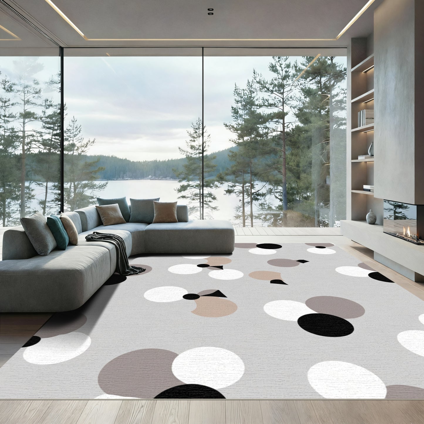 Minimalist Spotted Abstract Circles Rug