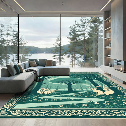 Enchanted Forest With Rabbits Rug
