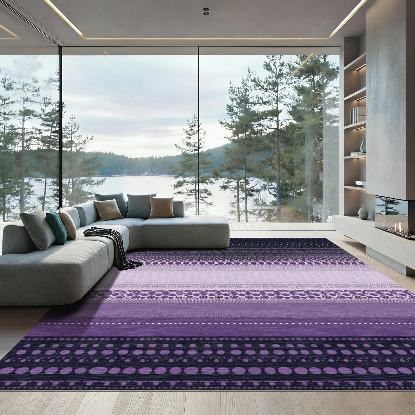 Amethyst Stripe Geometric Line Rug