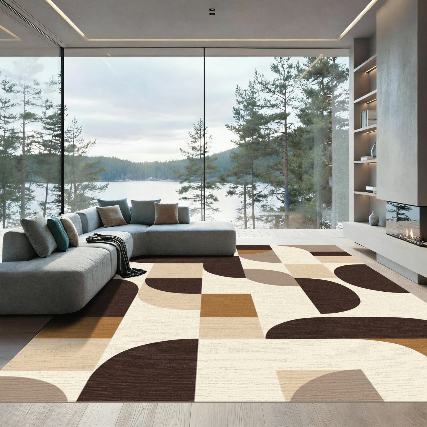 Mid Century Modern Abstract Shapes Rug