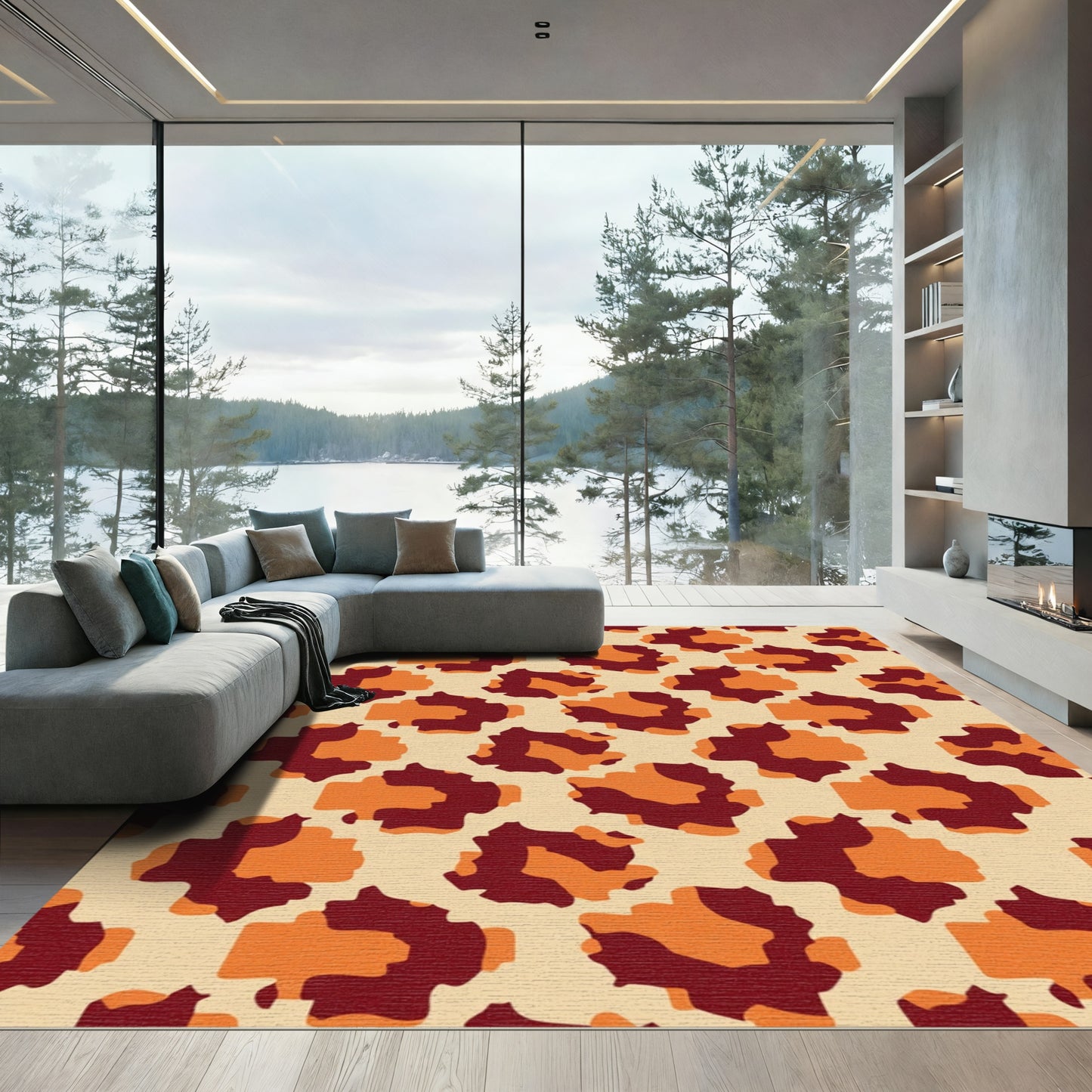 Amber Red Abstract Spots Rug