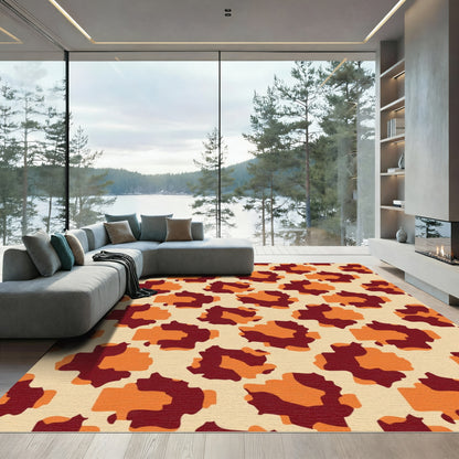 Amber Red Abstract Spots Rug