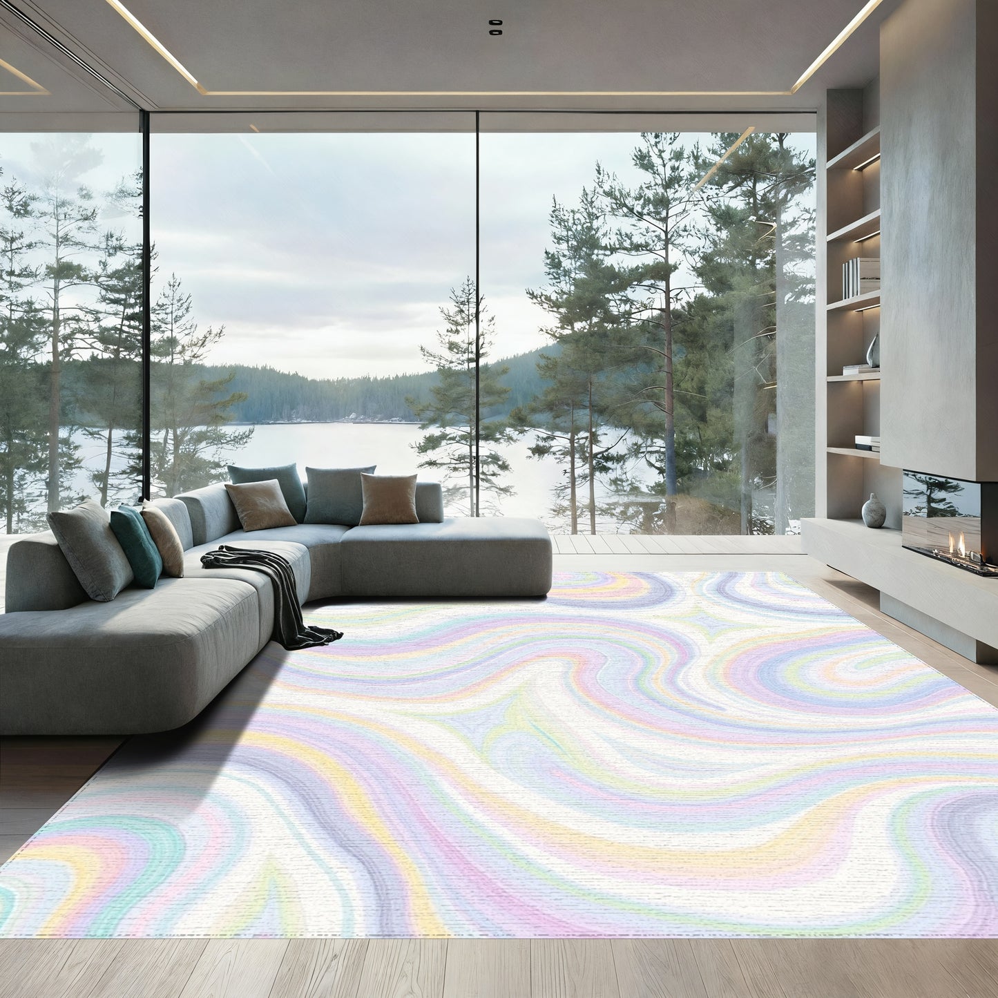 Pastel Wavy Swirl Rug