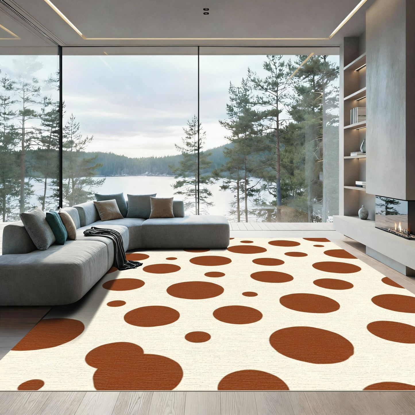 Brown Dot Cream Spotty Rug