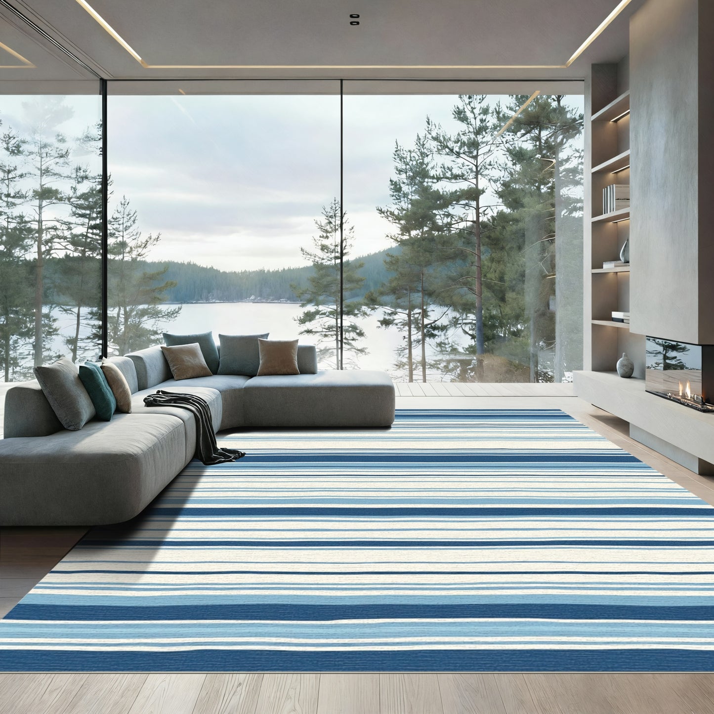 Coastal Blue Stripe Harmony Rug