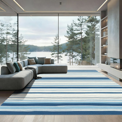 Coastal Blue Stripe Harmony Rug