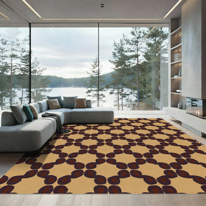 Auburn Tan Abstract Chain Rug