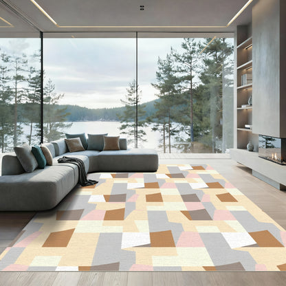 Retro Geometric Color Block Rug