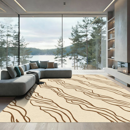 Earthy Beige Wavy Streak Rug