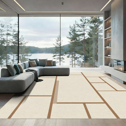 Tan Abstract Geometric Blocks Rug