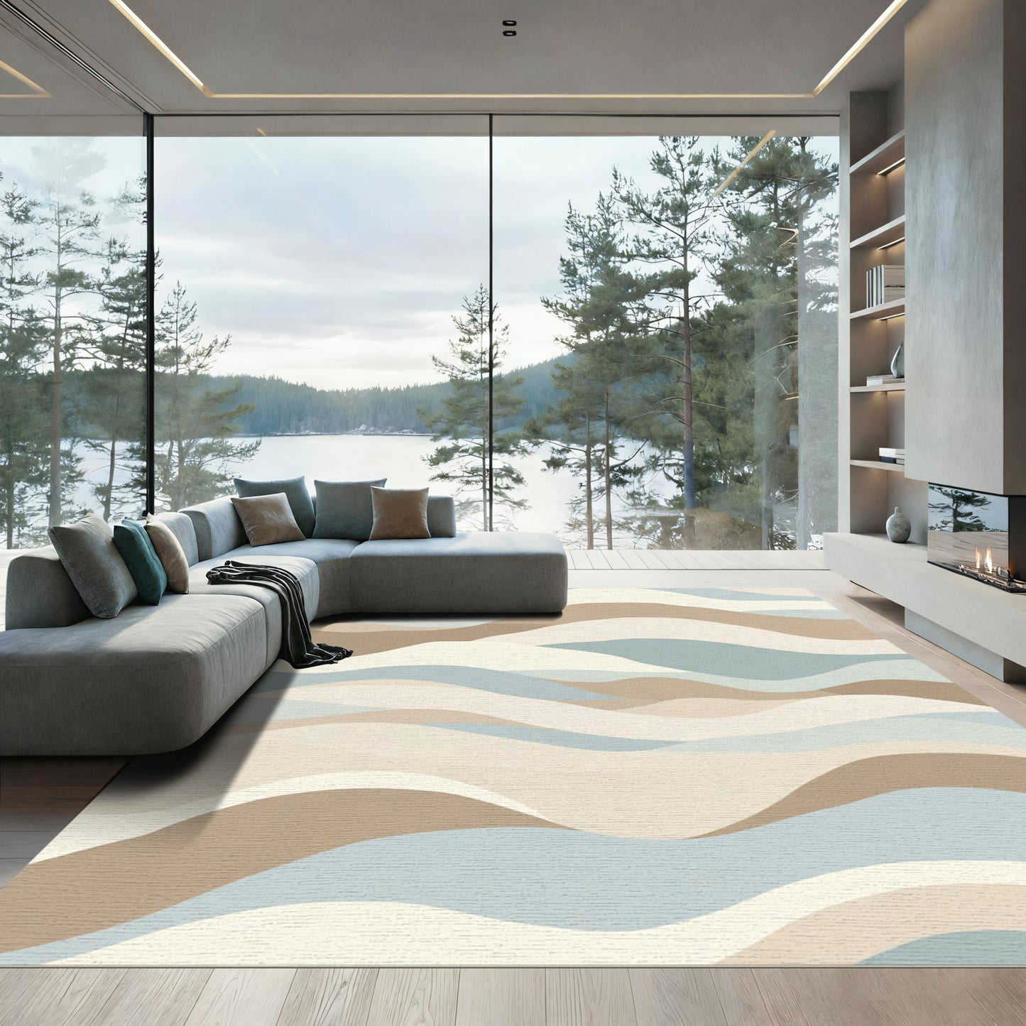 Earthy Pastel Wavy Landscape Rug