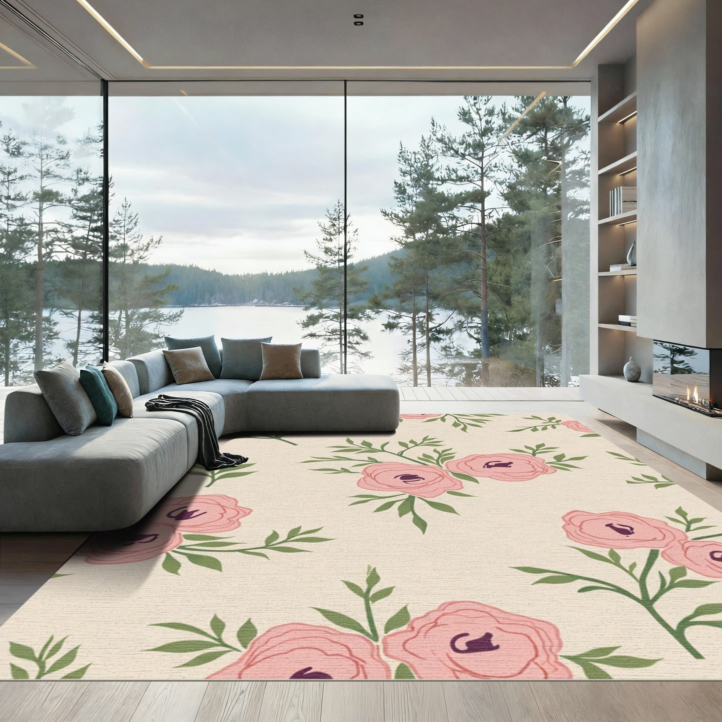 Soft Pink Blossoms Garden Rug